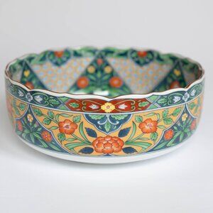 VTG Arita Ware Asuka Kiln‎ Bowl 7.5" Imari Dyekin Crest Japanese Ceramic Large